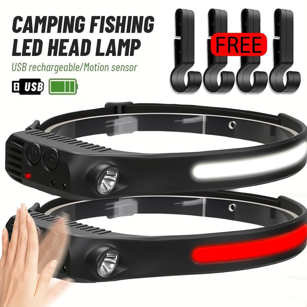 Running Headlamp Led - COB-sensor Industriële LED-koplamp Oplaadbare hoofdzaklamp 18650