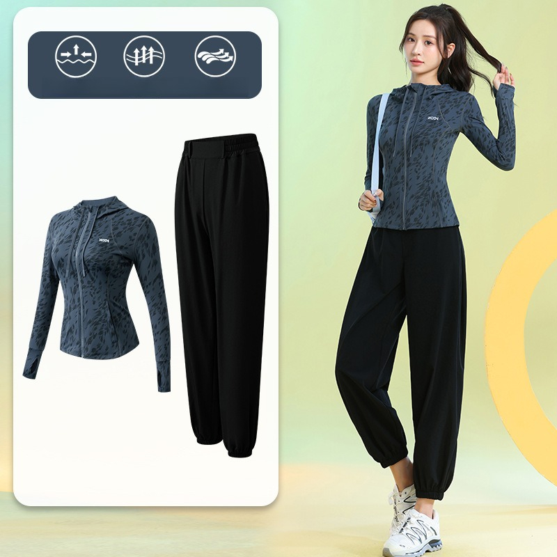 Running Gear Gym - Hardlooppakken voor dames, lange mouwen, bloemenprint,